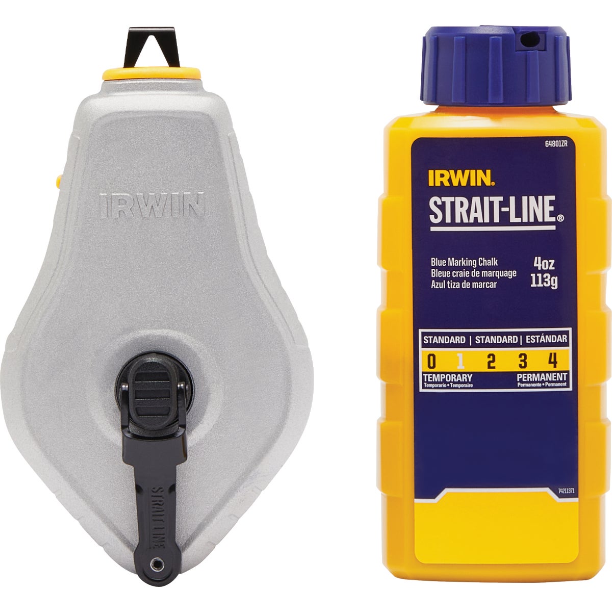 Irwin STRAIT-LINE 100 Ft. Classic Chalk Line Reel and Chalk, Blue