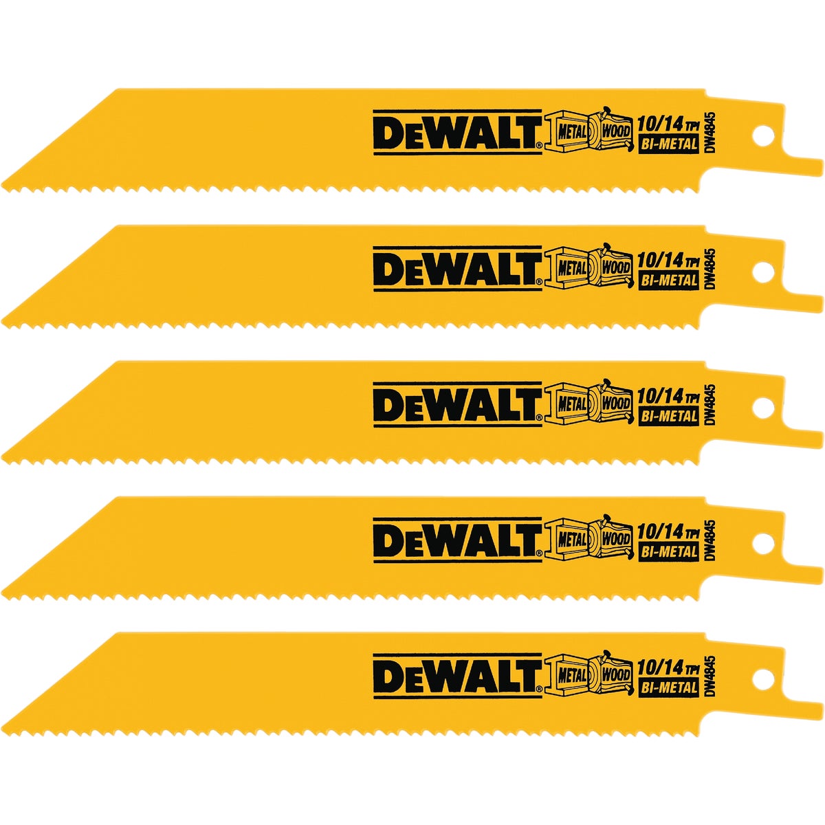DeWalt 6 In. 10/14 TPI Wood/Metal Reciprocating Saw Blade (5-Pack)