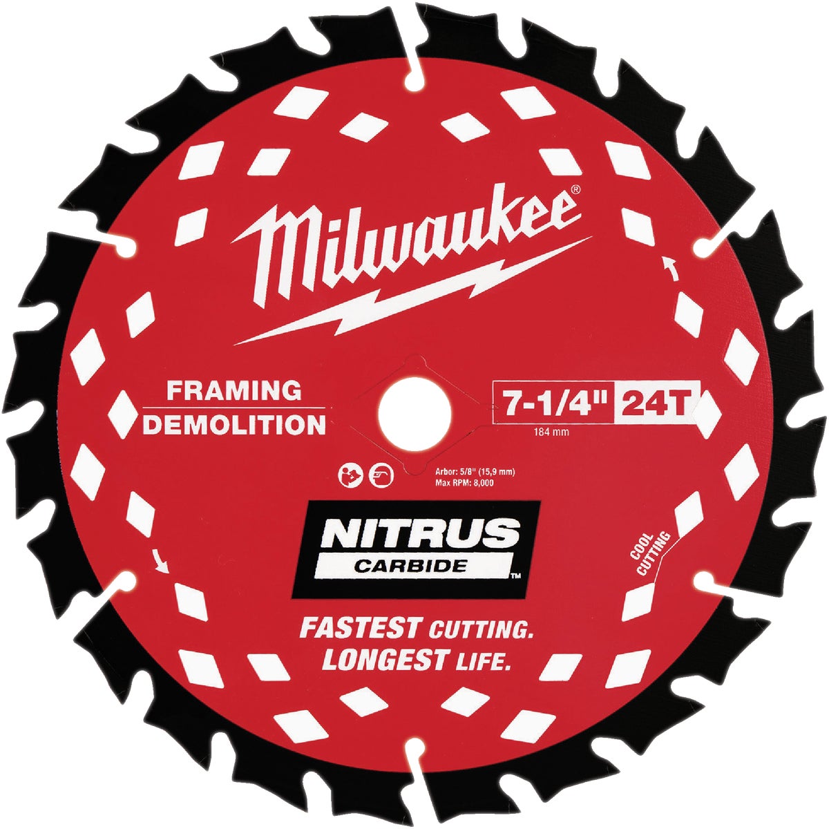 Milwaukee NITRUS 7-1/4 In. 24-Tooth Framing/Demolition Circular Saw Blade