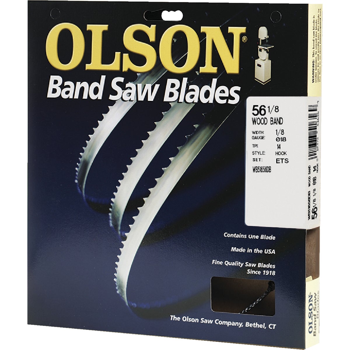 Olson 56-1/8 In. x 1/8 In. 14 TPI Hook Wood Cutting Band Saw Blade