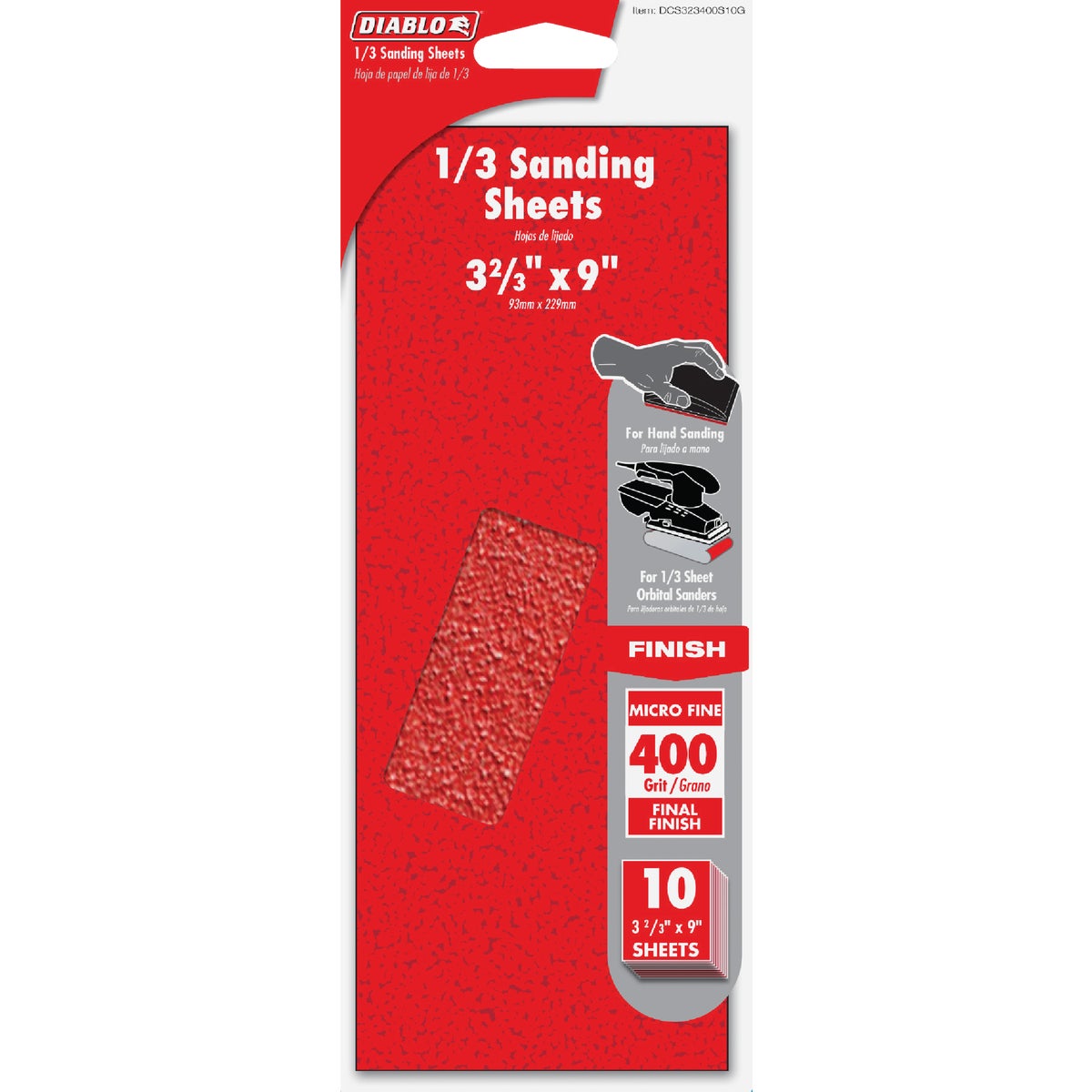 Diablo 9 In. x 3-2/3 In. 400 Grit Micro Fine 1/3 Sheet Sandpaper (10-Pack)