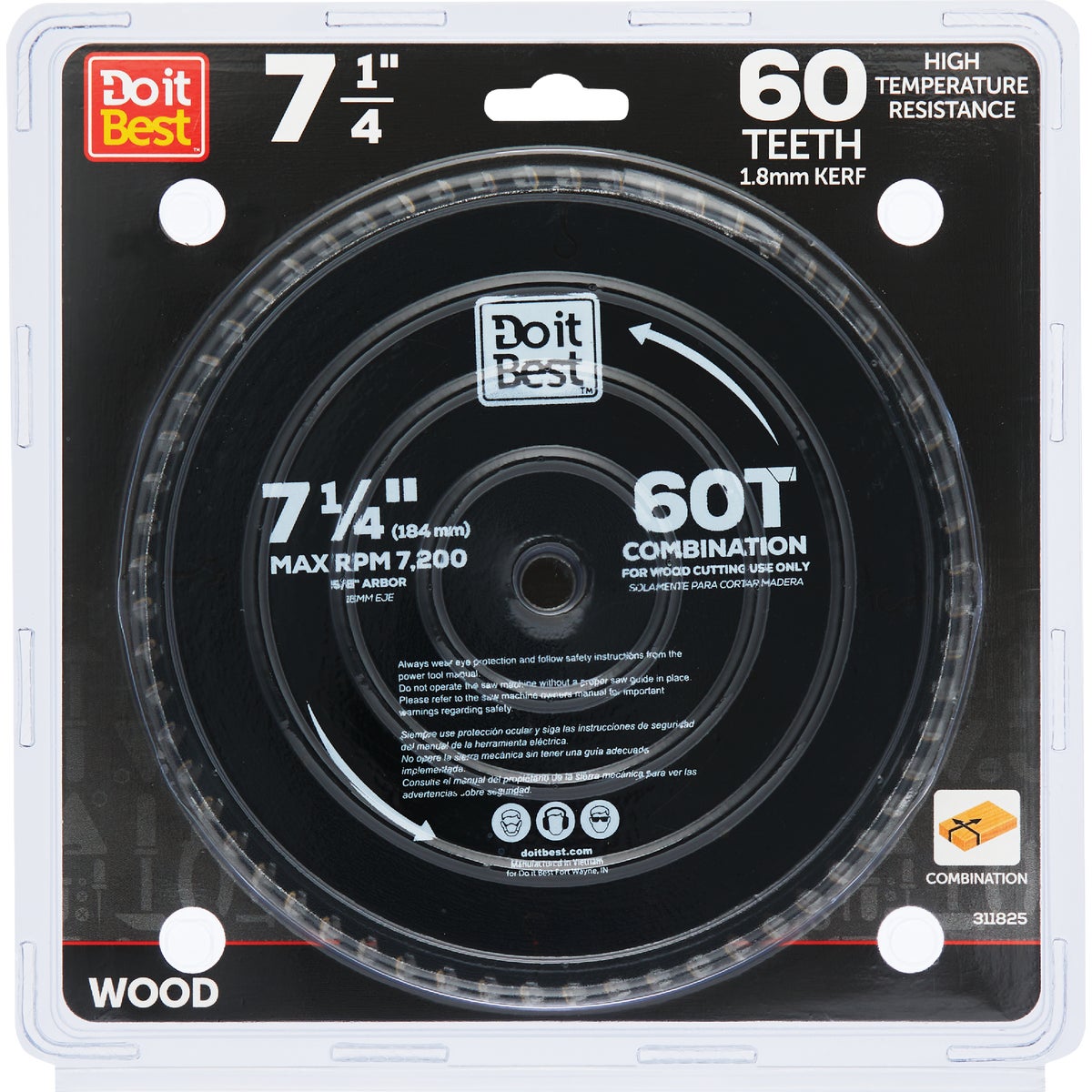 Do it Master Combination 7-1/4 In. 60-Tooth Crosscut/Rip Circular Saw Blade