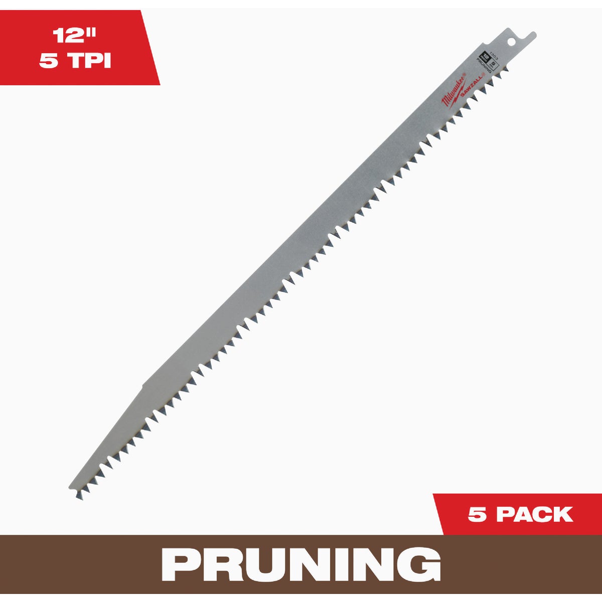 Milwaukee SAWZALL 12 In. 5 TPI Wood Pruning Reciprocating Saw Blade
