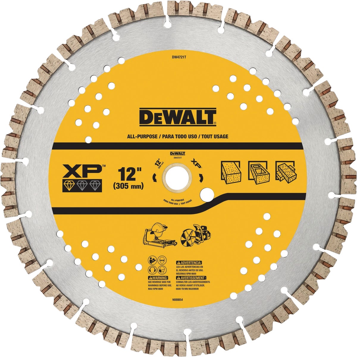 DEWALT Extended Performance 12 In. Segmented Rim Dry/Wet Cut Diamond Blade