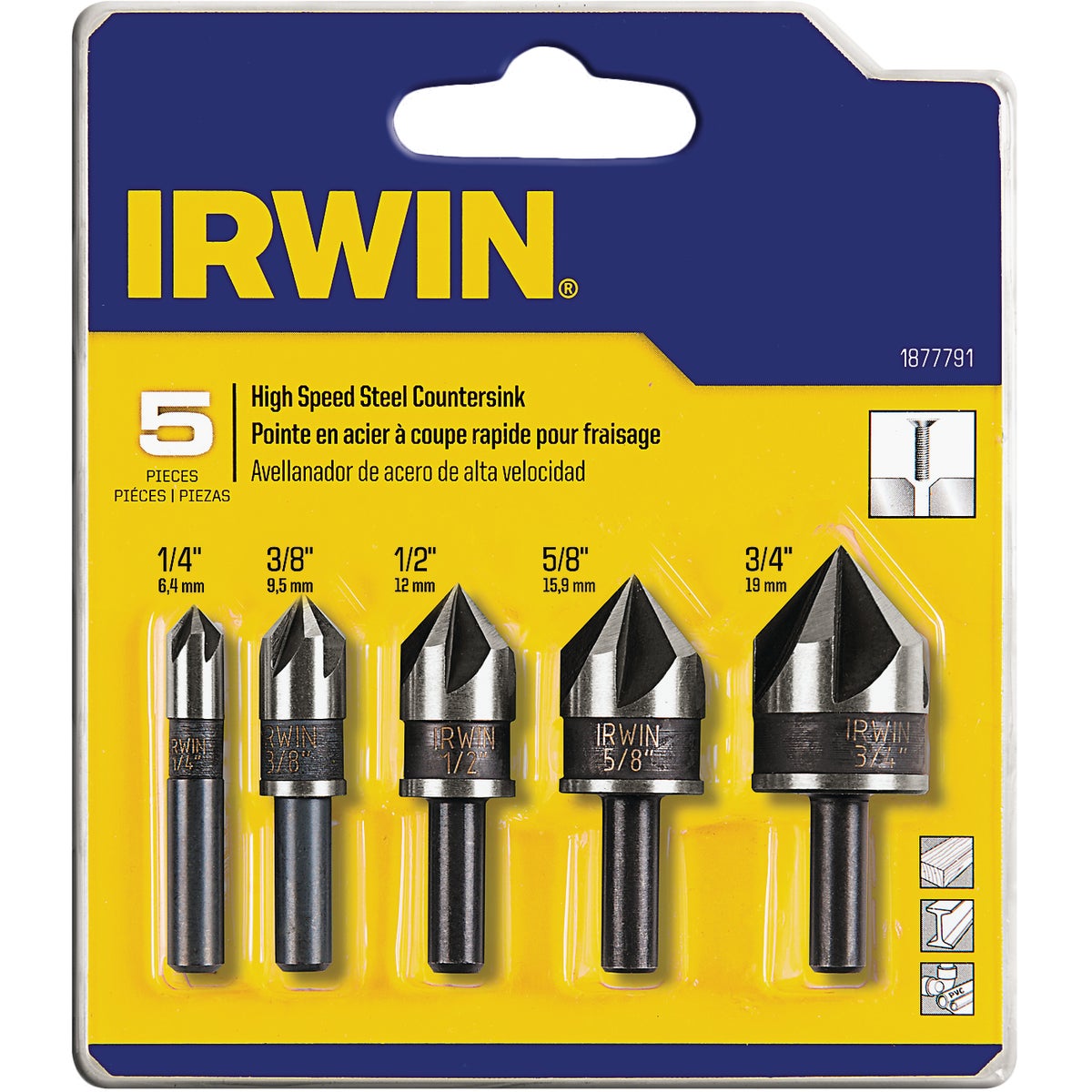 Irwin 5-Piece Black Oxide Metal Countersink Bit Set