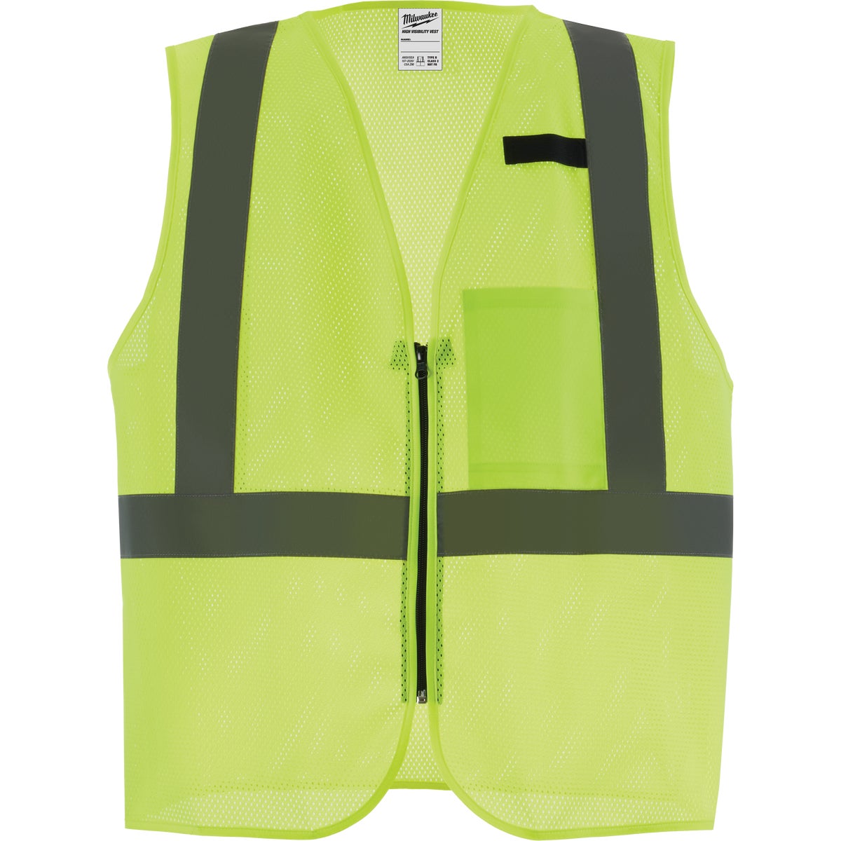 Milwaukee Class 2 High Visibility Yellow Mesh One Pocket Safety Vest, S/M