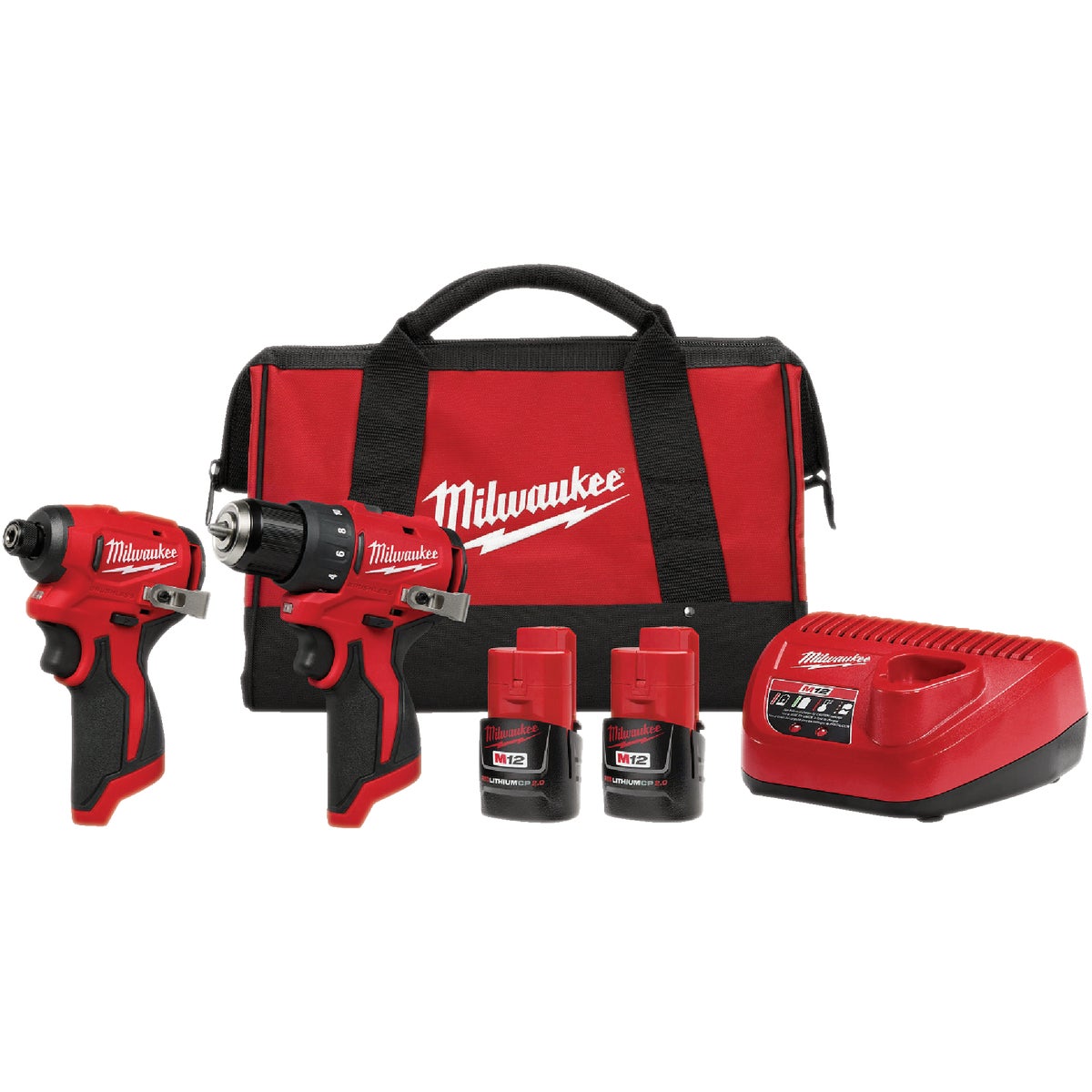 Milwaukee M12 2-Tool Brushless Subcompact Drill/Driver & Impact Driver Combo Kit with (2) Batteries & Charger