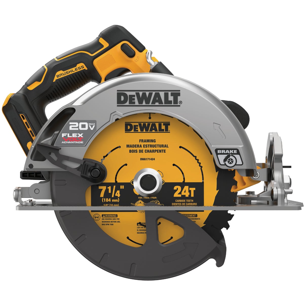 DEWALT 20 Volt MAX 7-1/4 In. Brushless Cordless Circular Saw with FLEXVOLT Advantage (Tool Only)