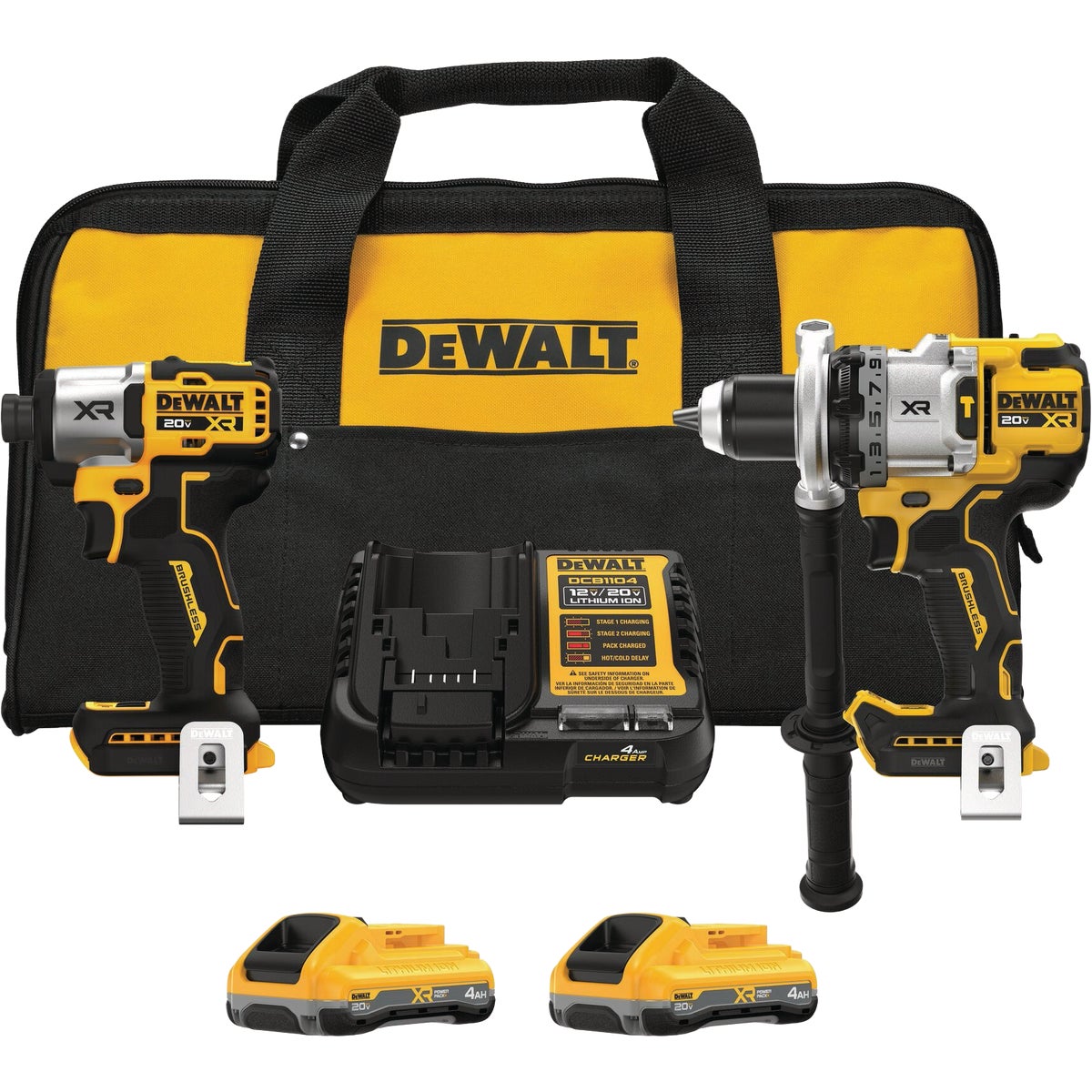 Dewalt 20V MAX XR 2-Tool Brushless Cordless Hammer Drill & Impact Driver Combo Kit with (2) POWERPACK Batteries & Charger