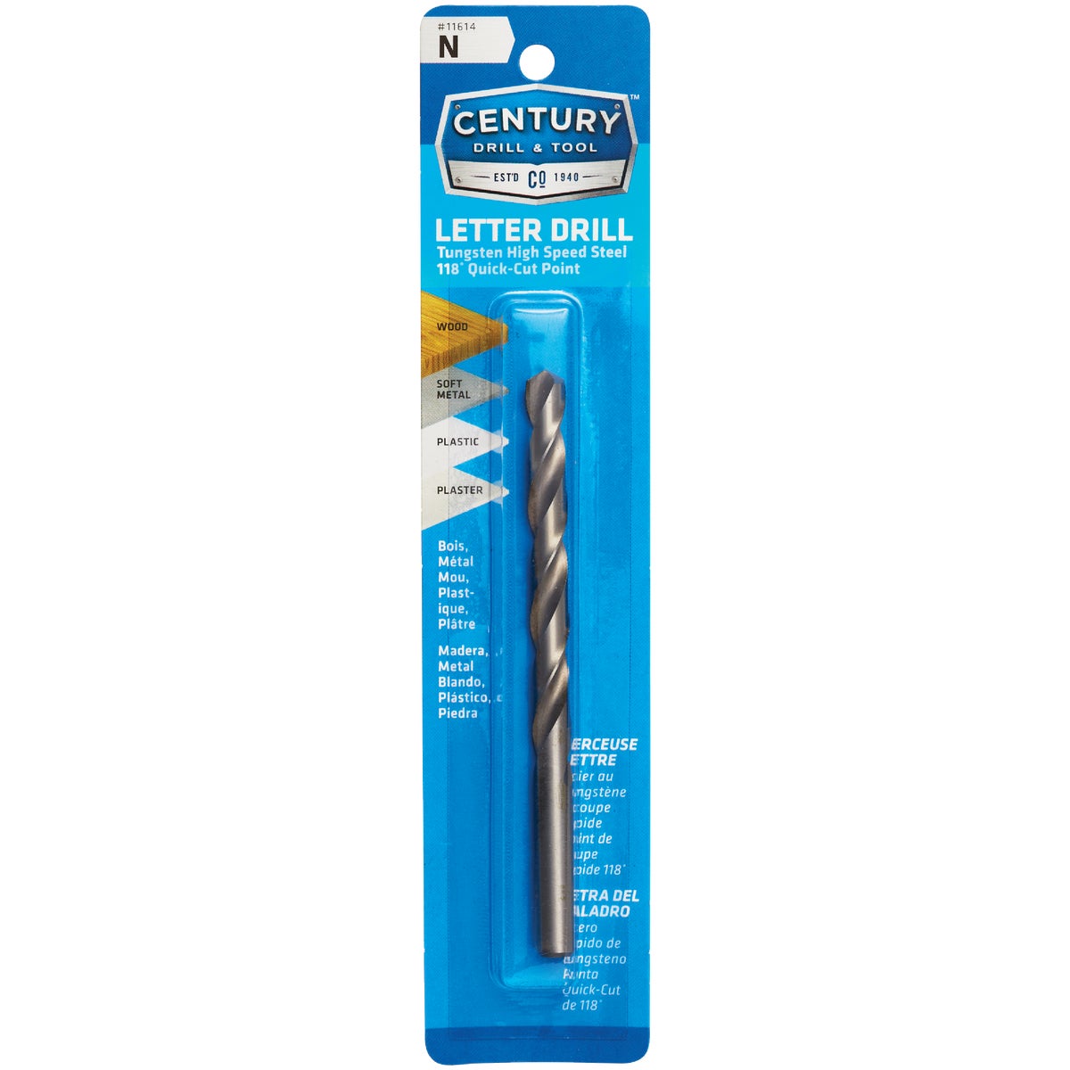 Century Drill & Tool Letter N Tungsten High Speed Steel Quick-Cut Point Drill Bit