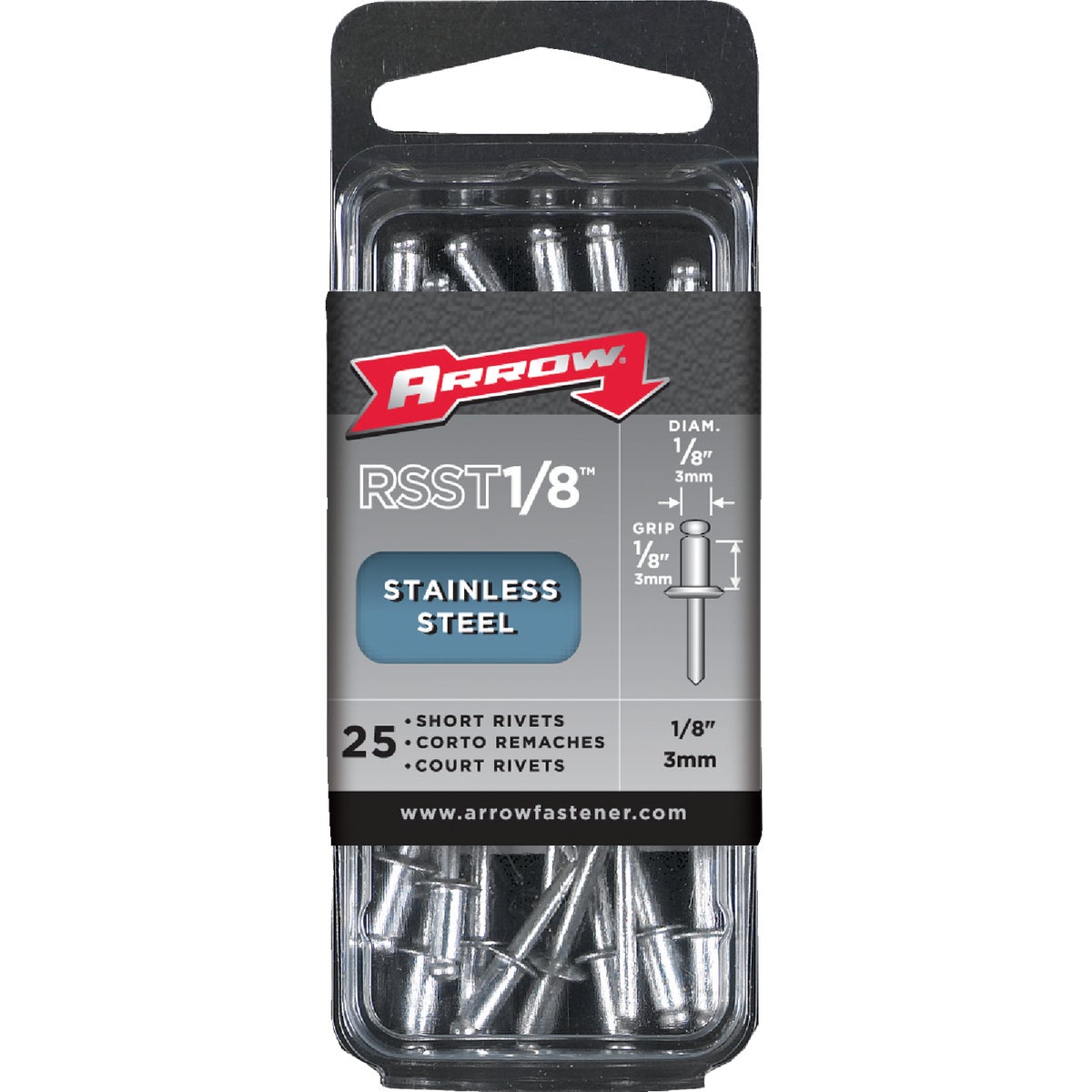 Arrow 1/8 In. x 1/4 In. Stainless Steel Rivet (25-Count)