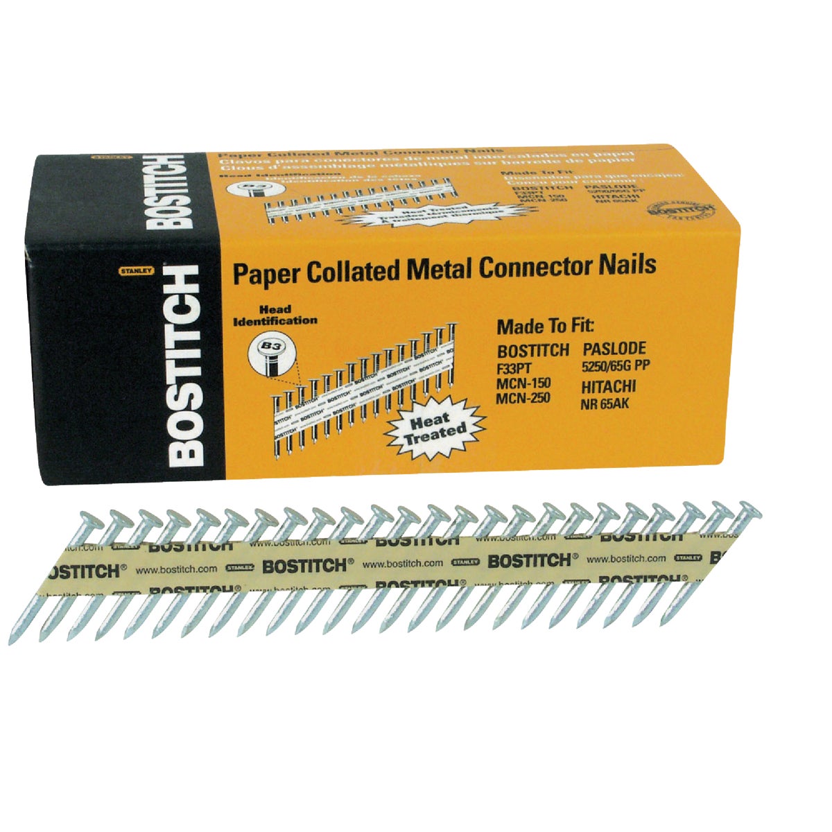 Bostitch 35 Degree Paper Tape Hot-Dipped Galvanized MCN Connector Nail, 1-1/2 In. x .131 In. (1000 Ct.)