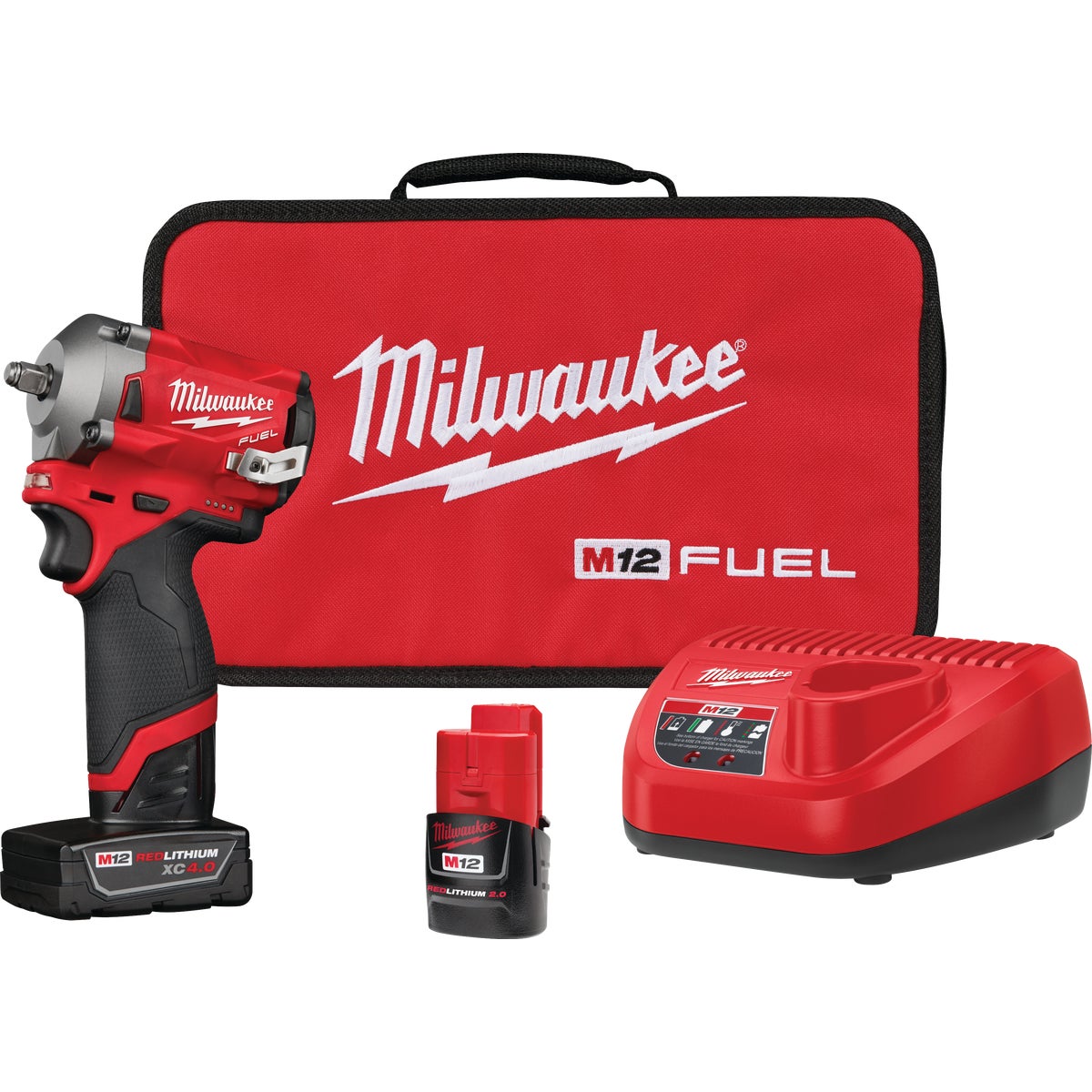 Milwaukee M12 FUEL 12 Volt Lithium-Ion Brushless 3/8 In. Stubby Cordless Impact Wrench Kit