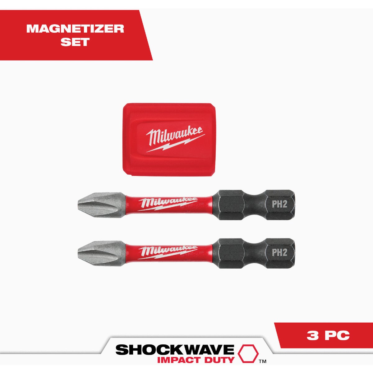 Milwaukee SHOCKWAVE Impact Duty Magnetizer Attachment with (2) PH2 Bits