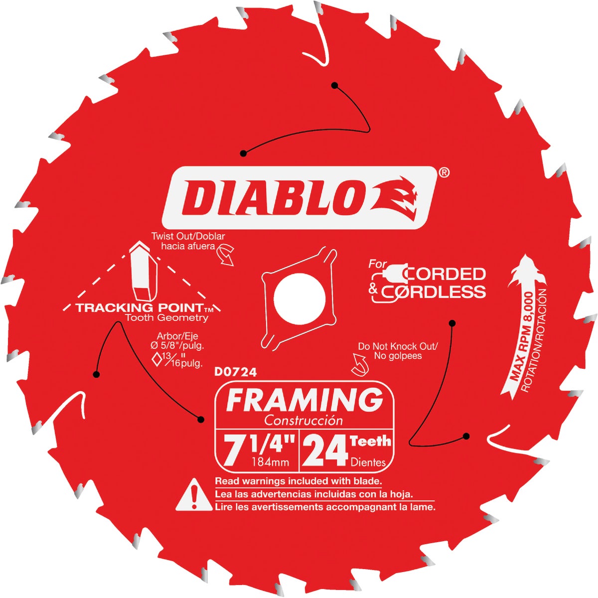 Diablo 7-1/4 In. 24-Tooth Framing Circular Saw Blade, Bulk (10-pack)