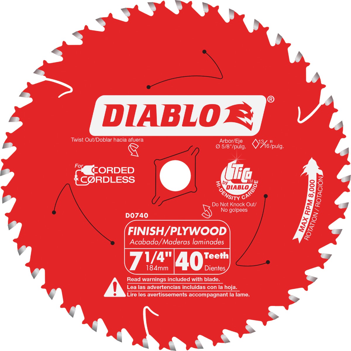 Diablo 7-1/4 In. 40-Tooth Finish Circular Saw Blade, Bulk