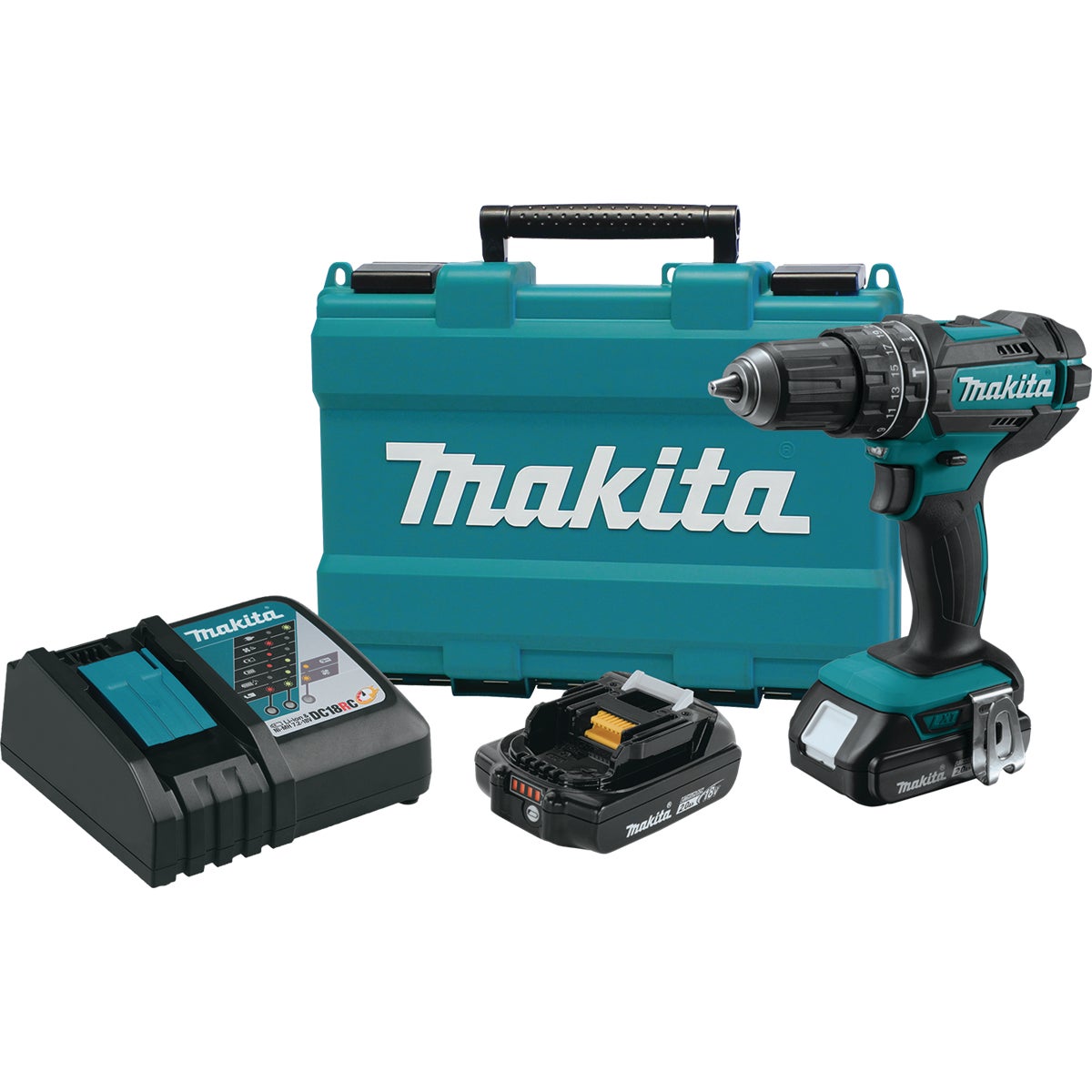 Makita 18-Volt LXT Lithium-Ion 1/2 In. Compact Cordless Hammer Drill Kit