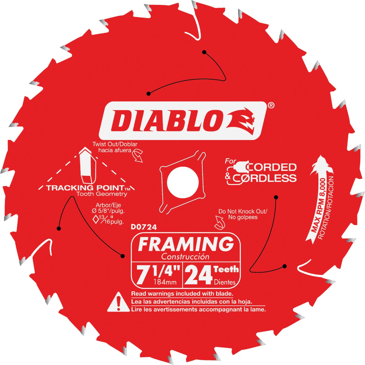 Diablo 7-1/4 In. 24-Tooth Framing Circular Saw Blade