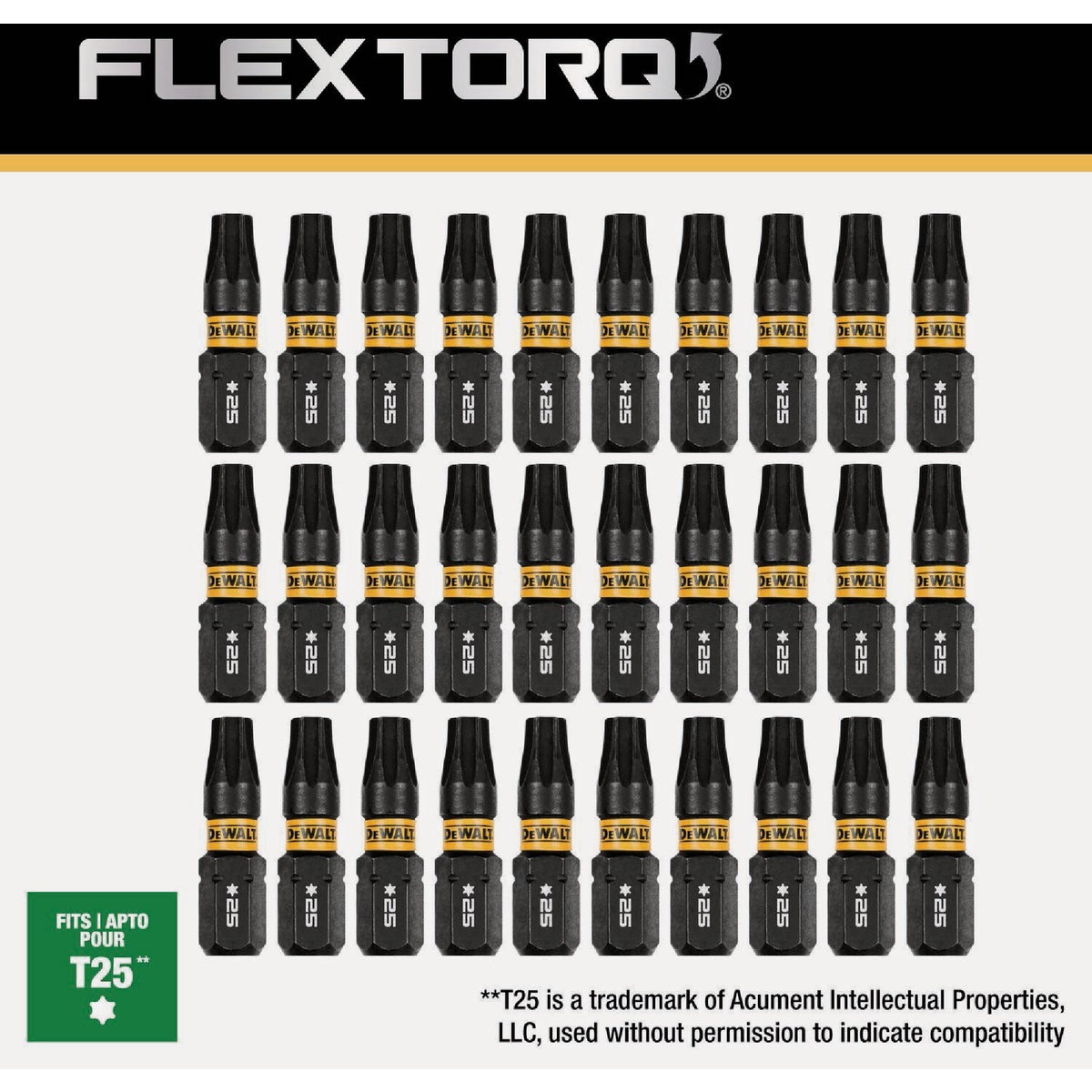 DEWALT FlexTorq 1 In. T25 TORX Impact Screwdriver Bit (30-Pack)