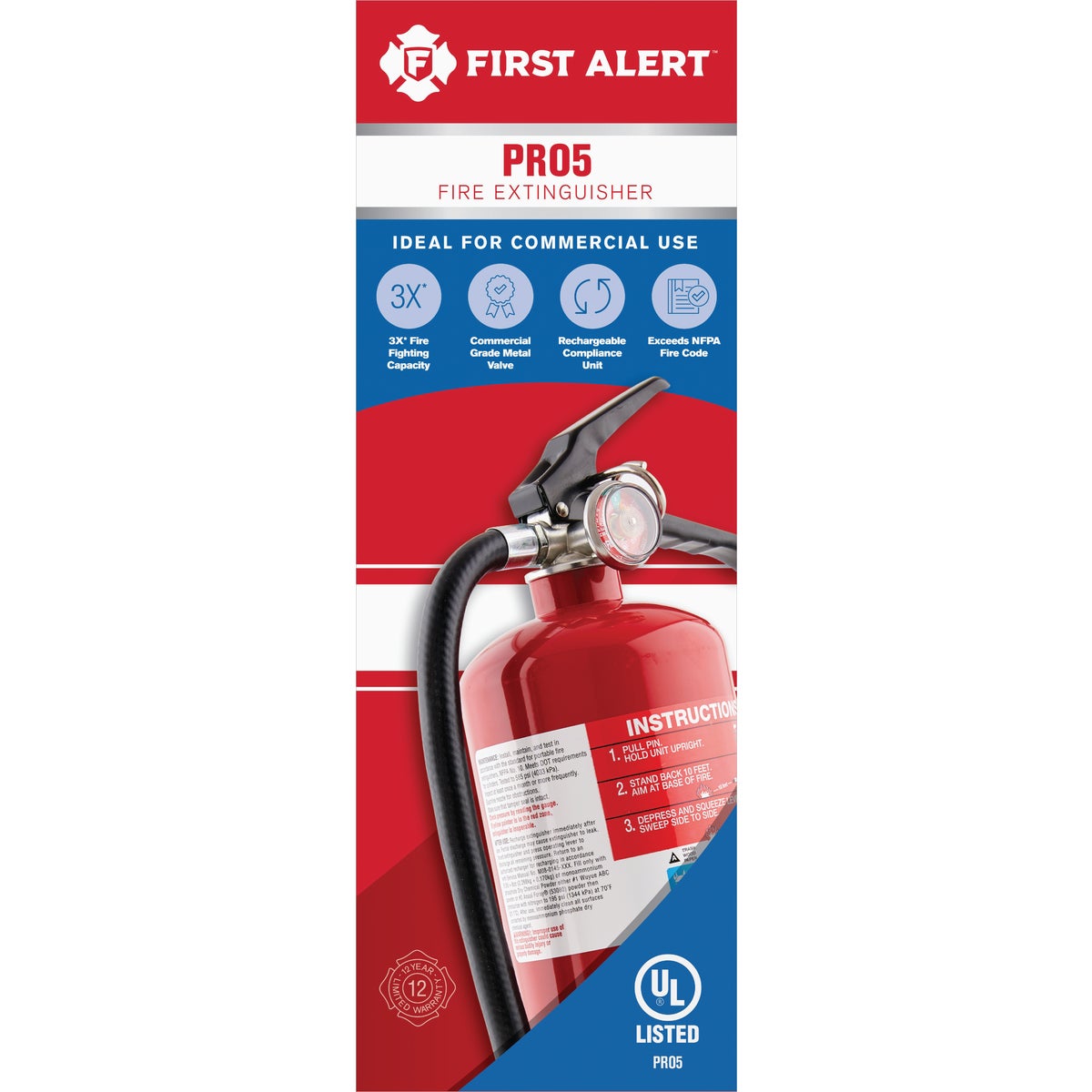 First Alert 3-A:40-B:C Rechargeable Heavy-Duty Commercial Fire Extinguisher