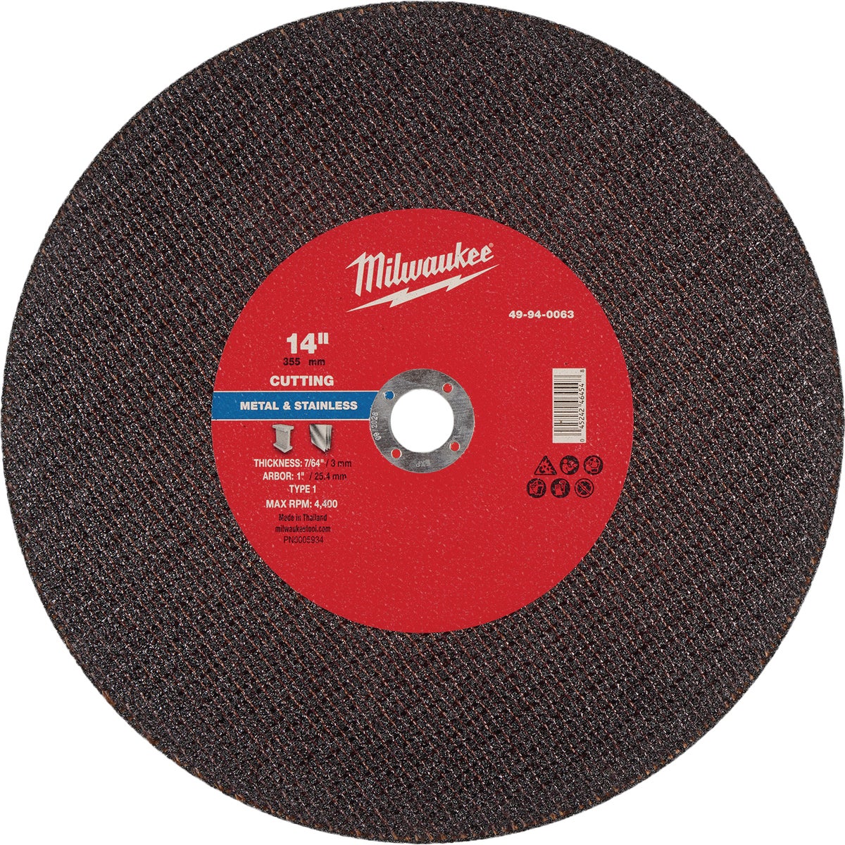 Milwaukee Type 1 14 In. x 7/64 In. x 1 In. Metal Cut-Off Wheel