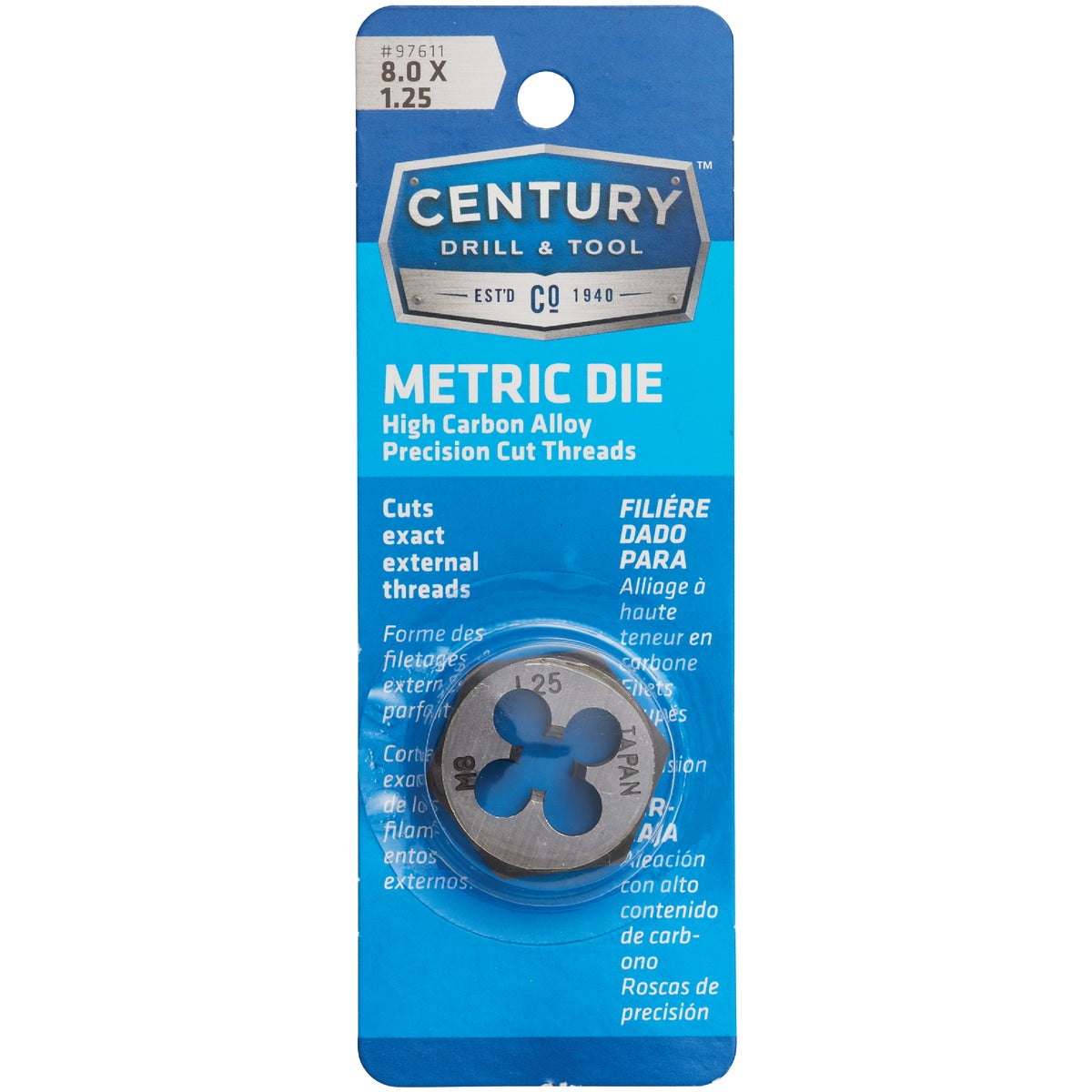 DIE METRIC 8.0X1.25