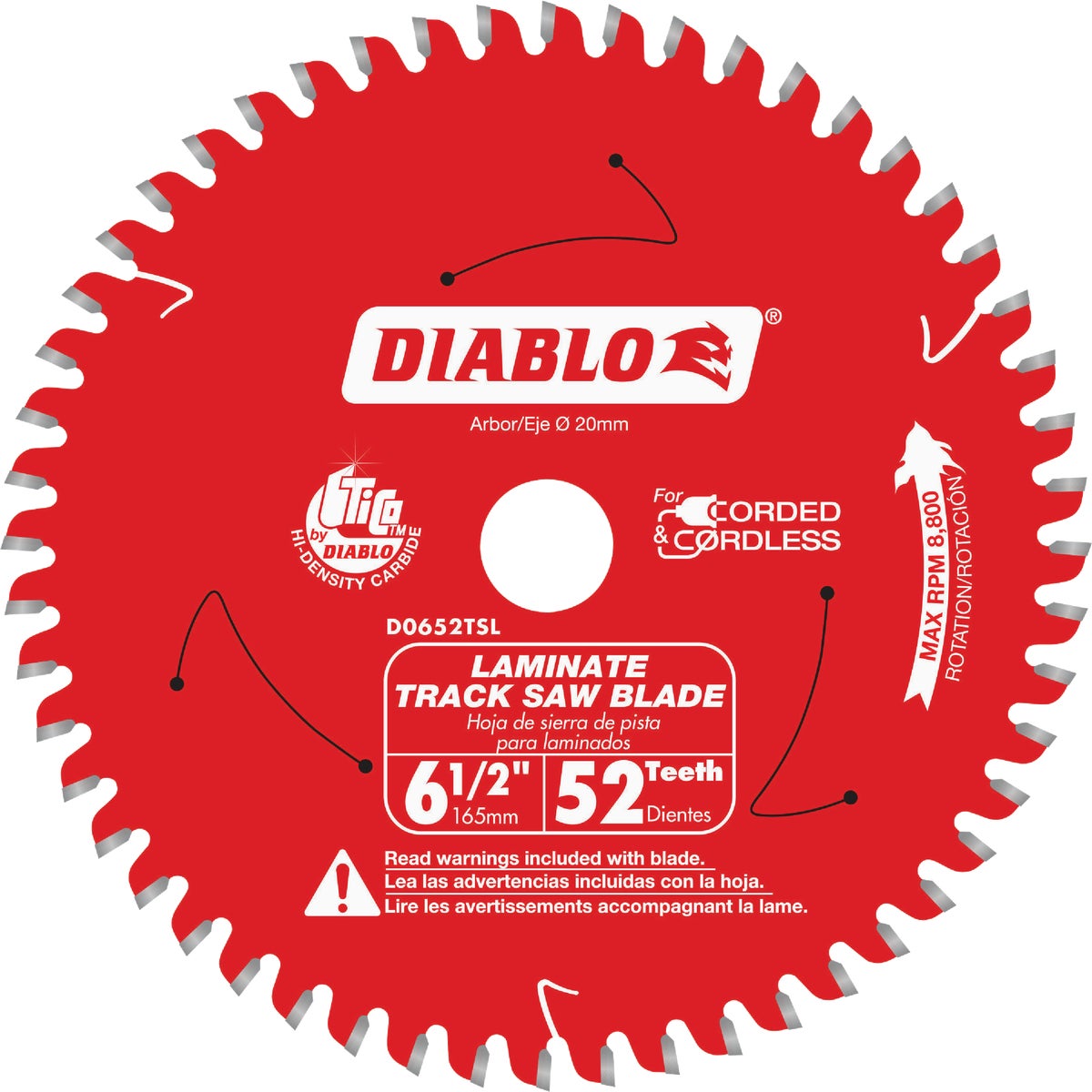 Diablo 6-1/2 In. 52-Tooth Laminate Track Saw Blade