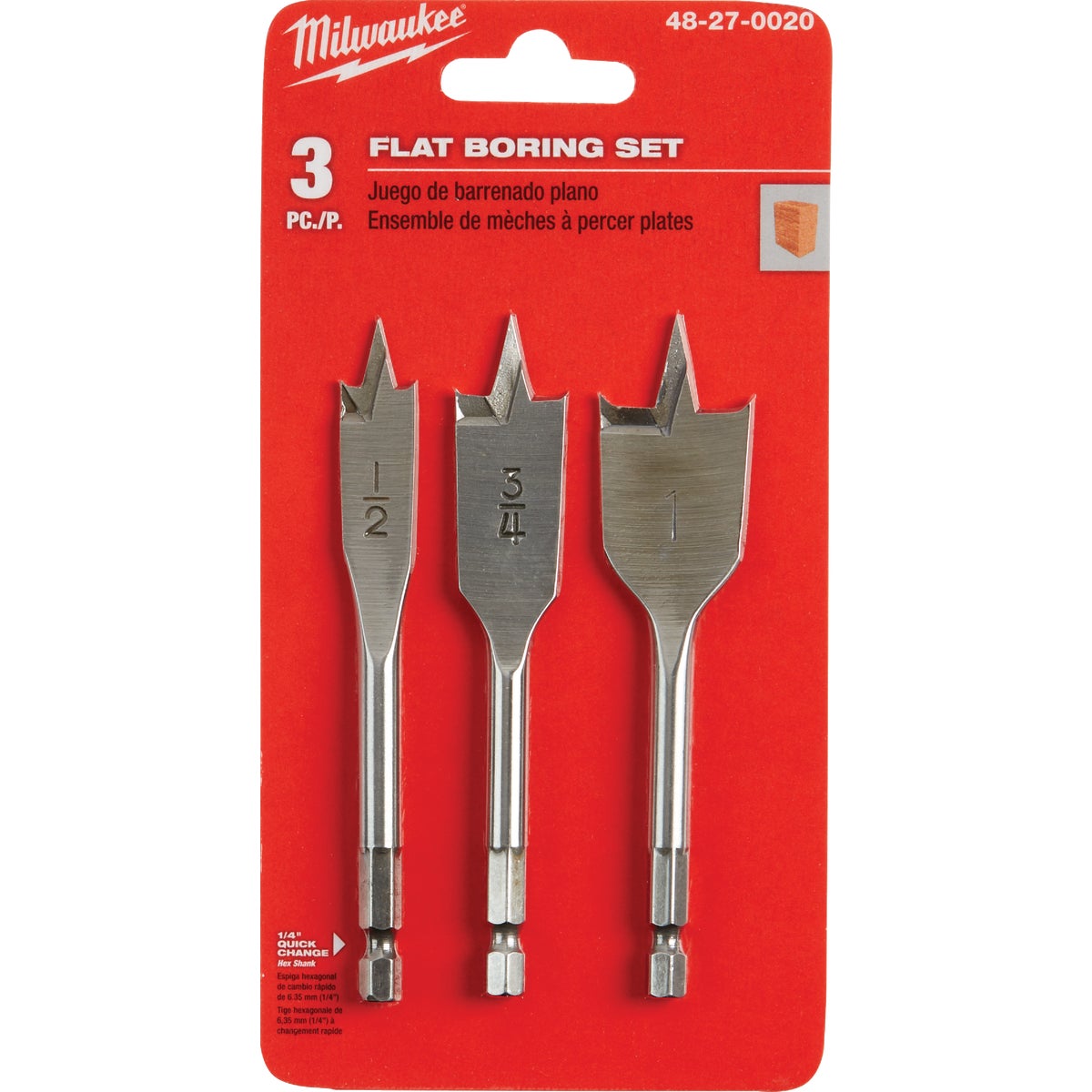 Milwaukee 3-Piece Stubby Spade Bit Set