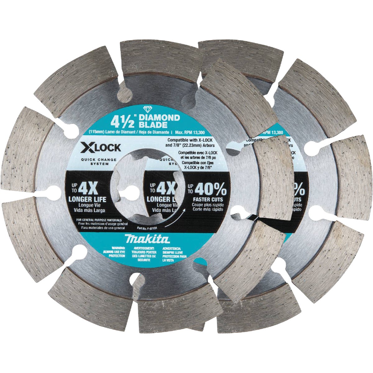 Makita X-LOCK 4-1/2 In. Segmented Rim Dry/Wet Cut Diamond Blade (2-Pack)