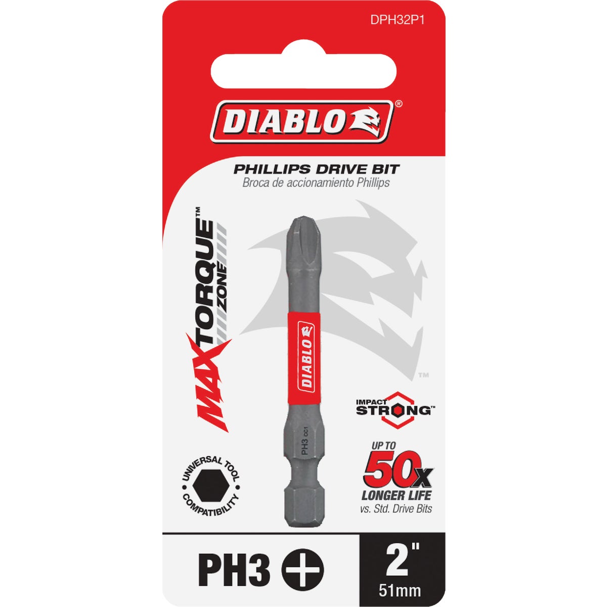 Diablo #3 Phillips 2 In. Power Impact Screwdriver Bit
