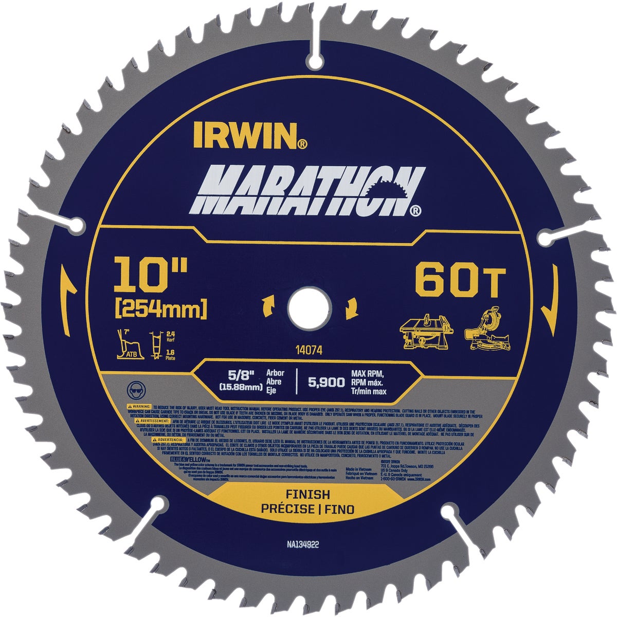 Irwin Marathon 10 In. 60-Tooth Trim/Finish Circular Saw Blade