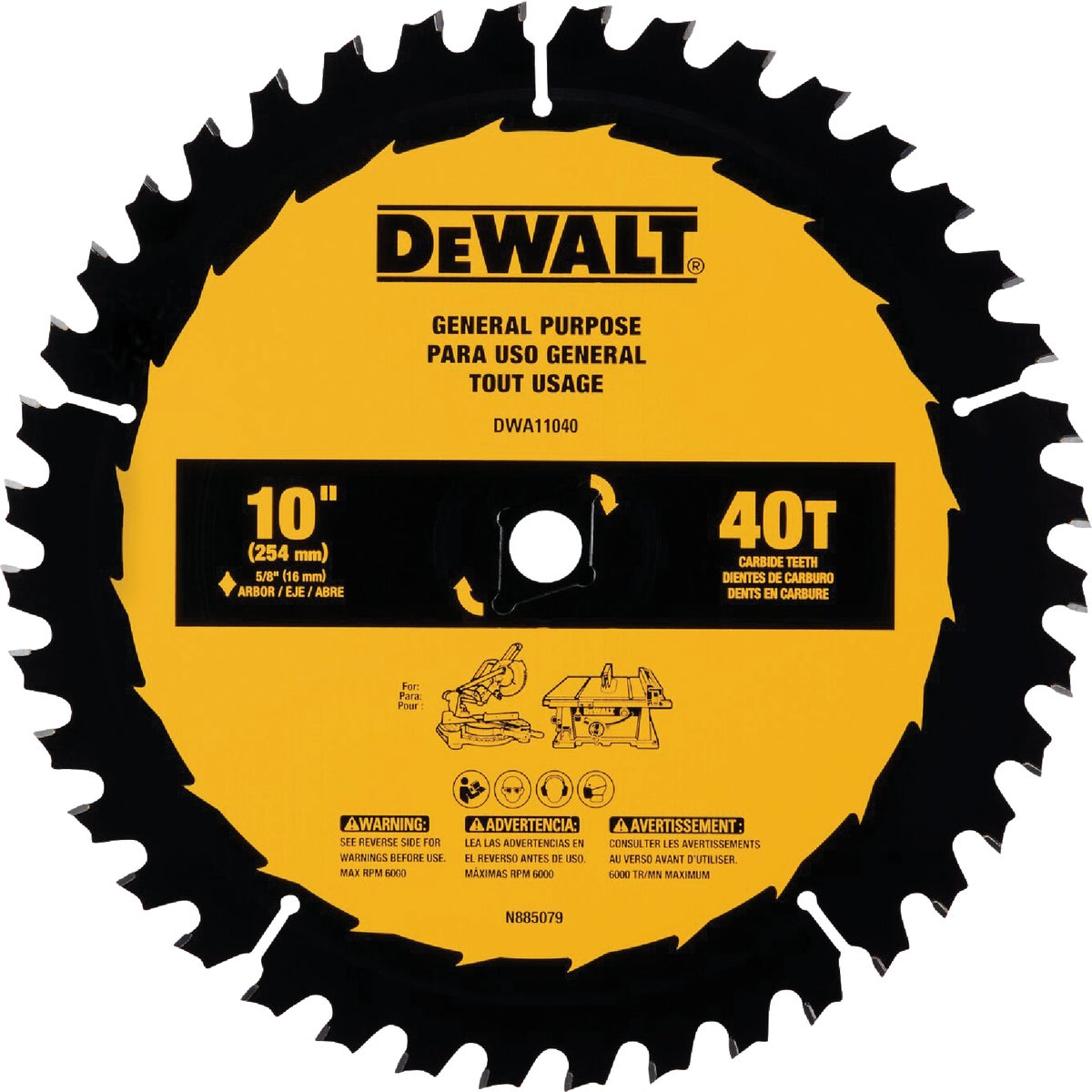 DEWALT 10 In. 40-Tooth General Purpose Circular Saw Blade