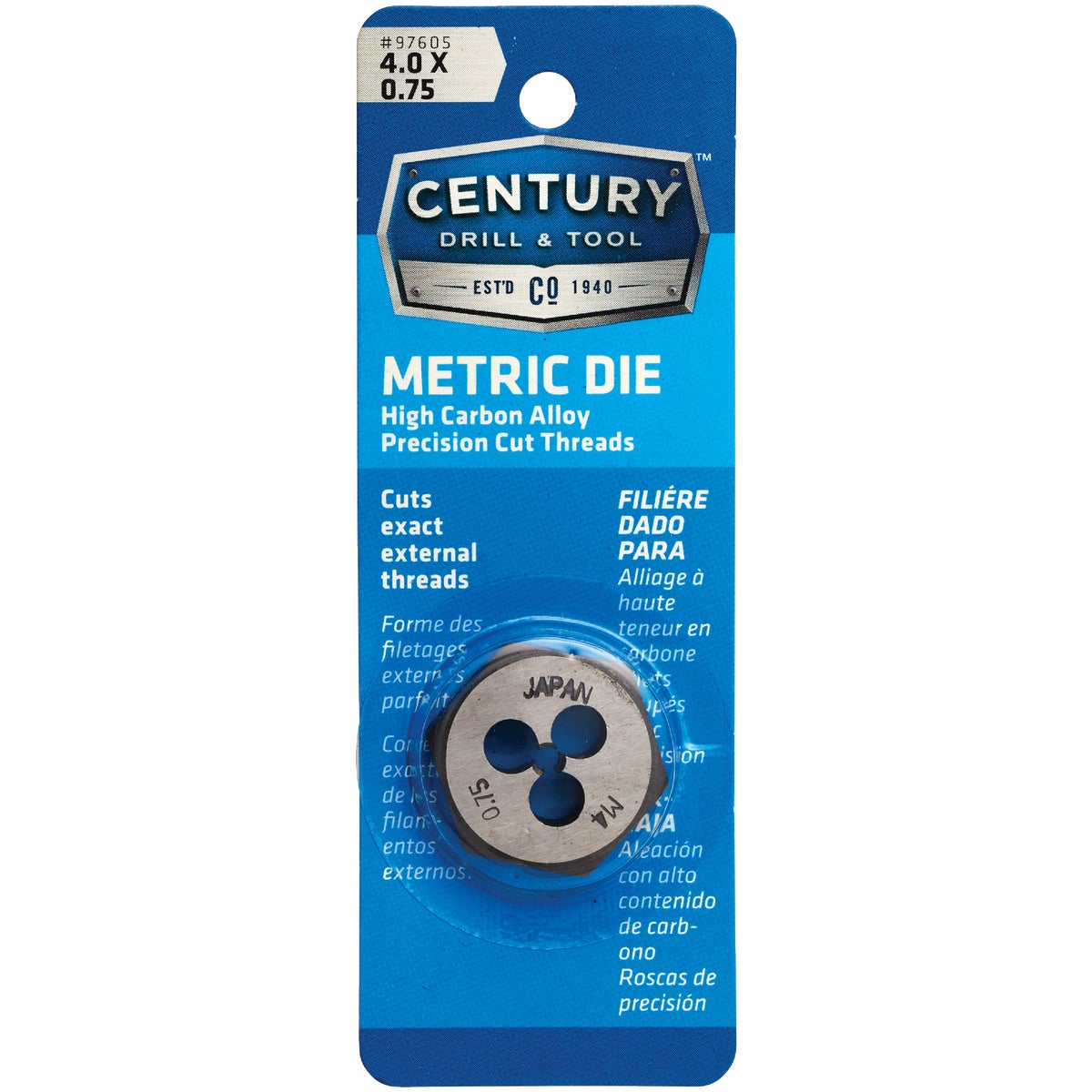Century Drill & Tool 4.0x0.75 NPT 1 In. Across Flats Hexagon Pipe Die