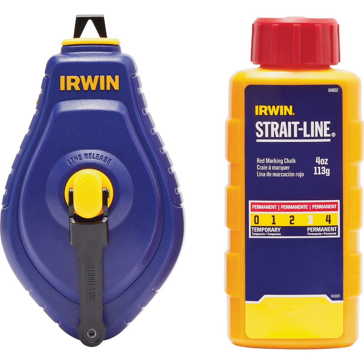 Irwin STRAIT-LINE Speed-Line 100 Ft. Chalk Line Reel and Chalk, Red