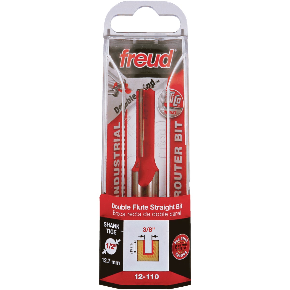 Freud Carbide Tip 3/8 In. Double Flute Straight Bit