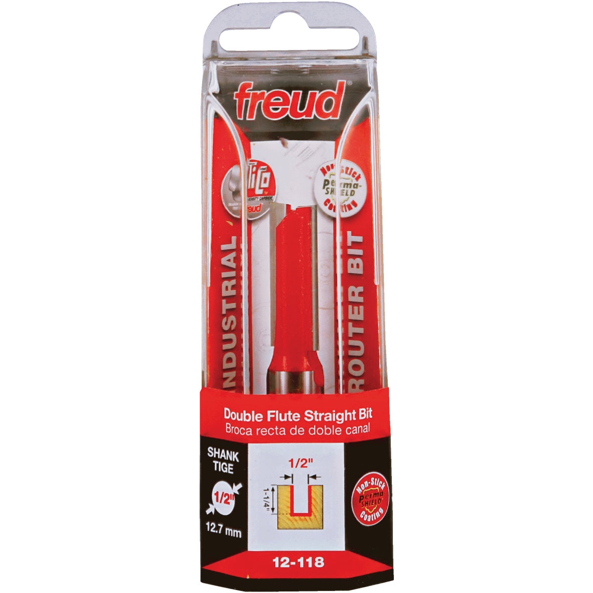 Freud Carbide Tip 1/2 In. Double Flute Straight Bit