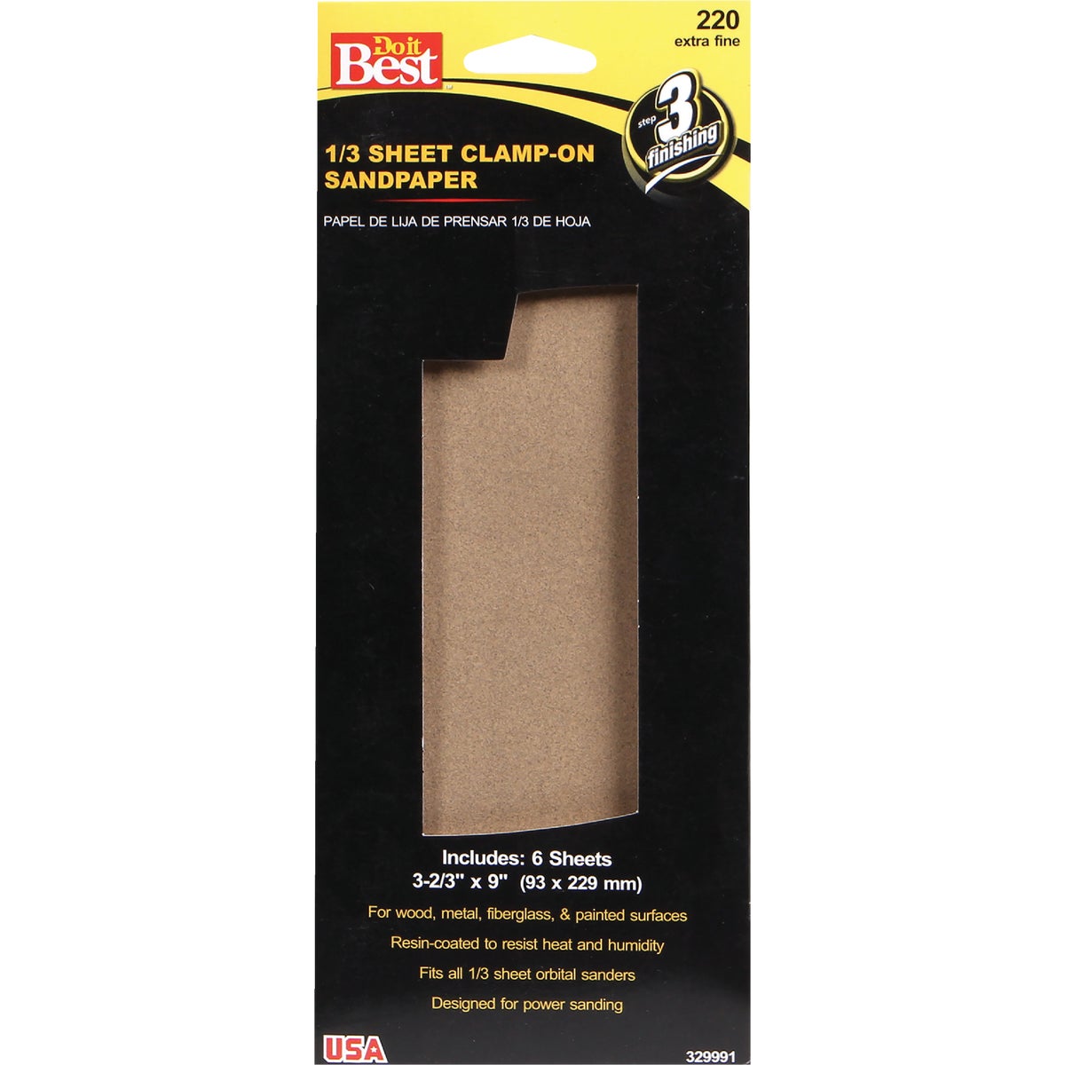 Do it Best Aluminum Oxide 220C Grit 1/3 Sheet Power Sanding Sheet (6-Pack)