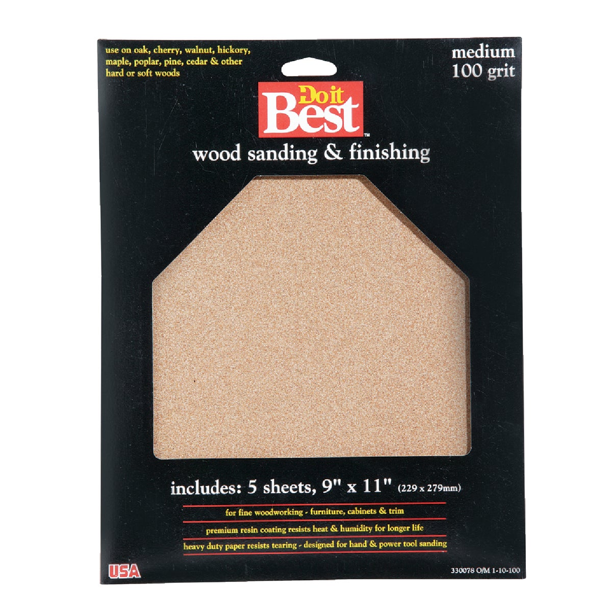 Do it Best Bare Wood 9 In. x 11 In. 100 Grit Medium Sandpaper (5-Pack)