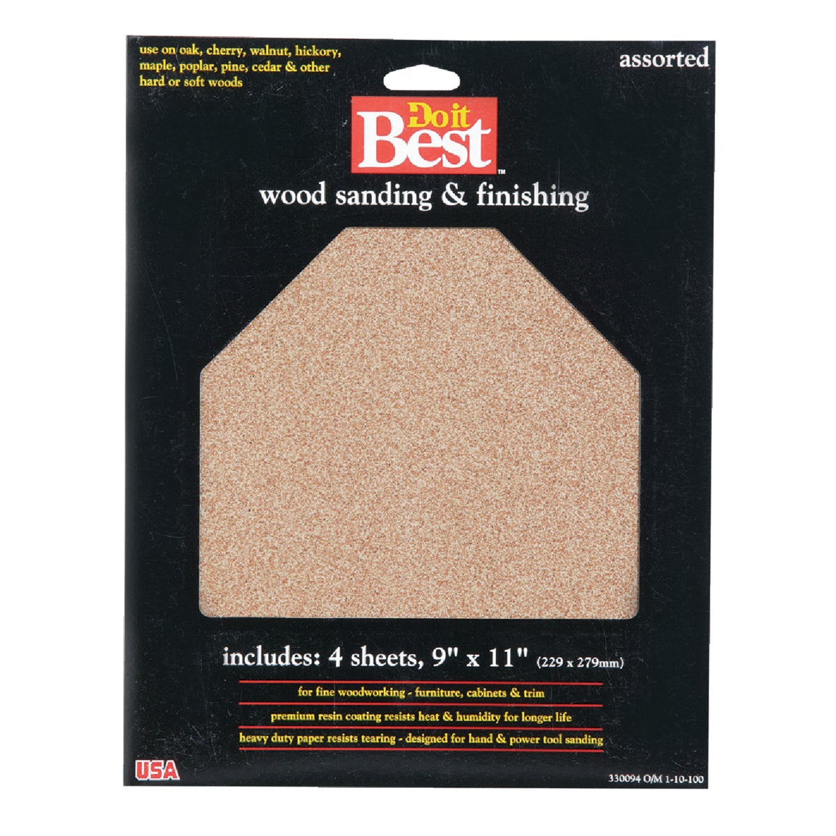 Do it Best Bare Wood 9 In. x 11 In. 220/150/100/60 Grit Assorted Grade Sandpaper (5-Pack)