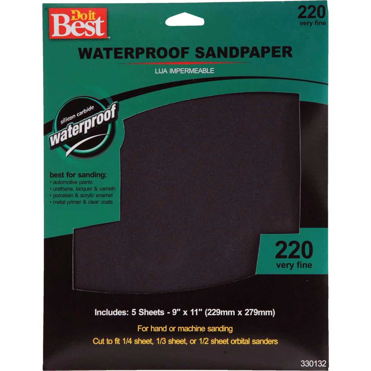 Do it Best Waterproof 9 In. x 11 In. 220 Grit Very Fine Sandpaper (5-Pack)