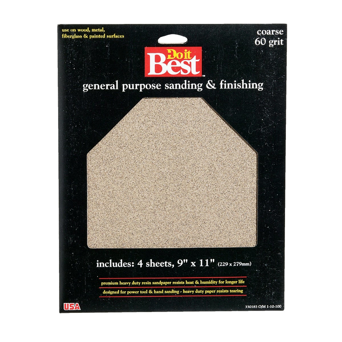 Do it Best General Purpose 9 In. x 11 In. 60 Grit Coarse Sandpaper (4-Pack)