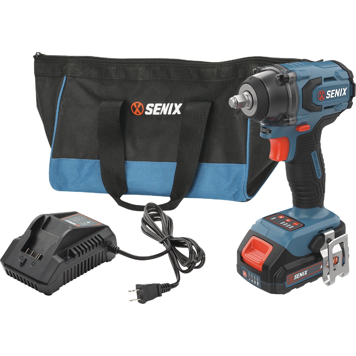 Senix X2 20 Volt Max Brushless 3/8 In. Cordless Impact Wrench Kit with 2.0 Ah Battery & Charger