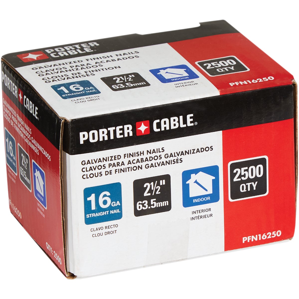 Porter Cable 16-Gauge Galvanized Straight Finish Nail, 2-1/2 In. (2500 Ct.)