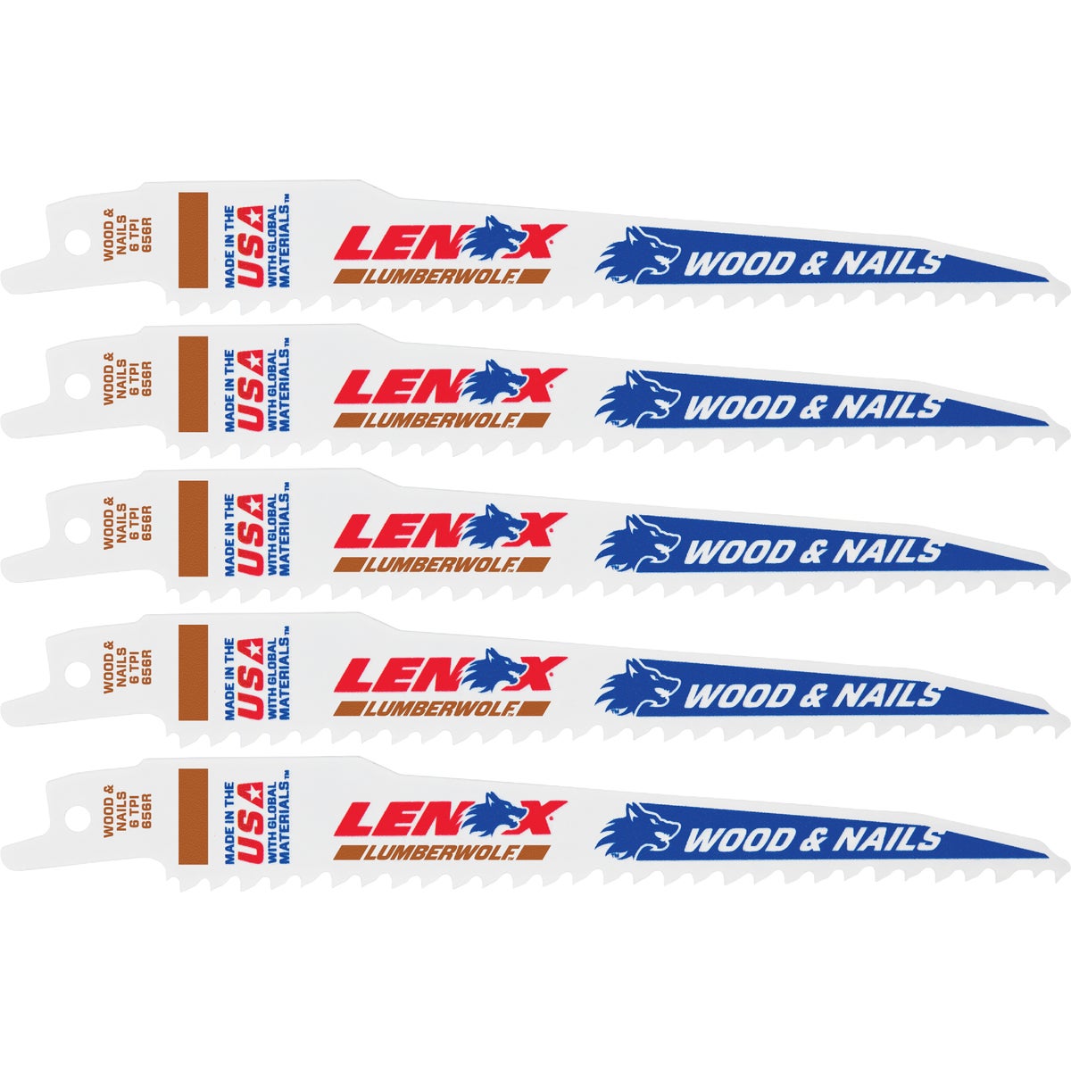 Lenox 6 In. 6 TPI Wood w/Nails Reciprocating Saw Blade (5-Pack)