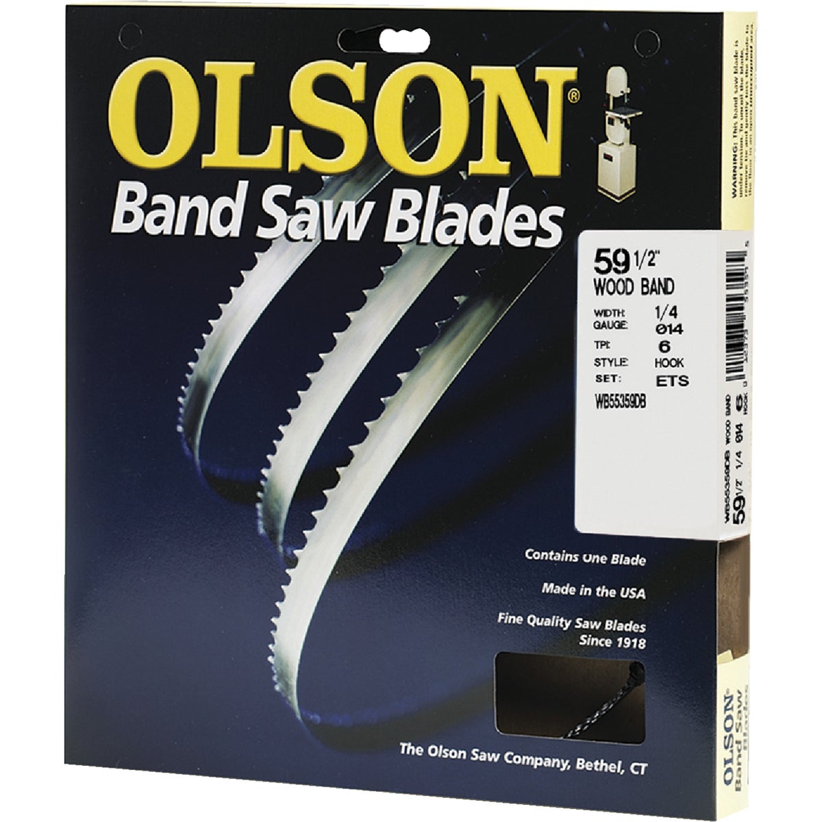 Olson 59-1/2 In. x 1/4 In. 6 TPI Hook Wood Cutting Band Saw Blade