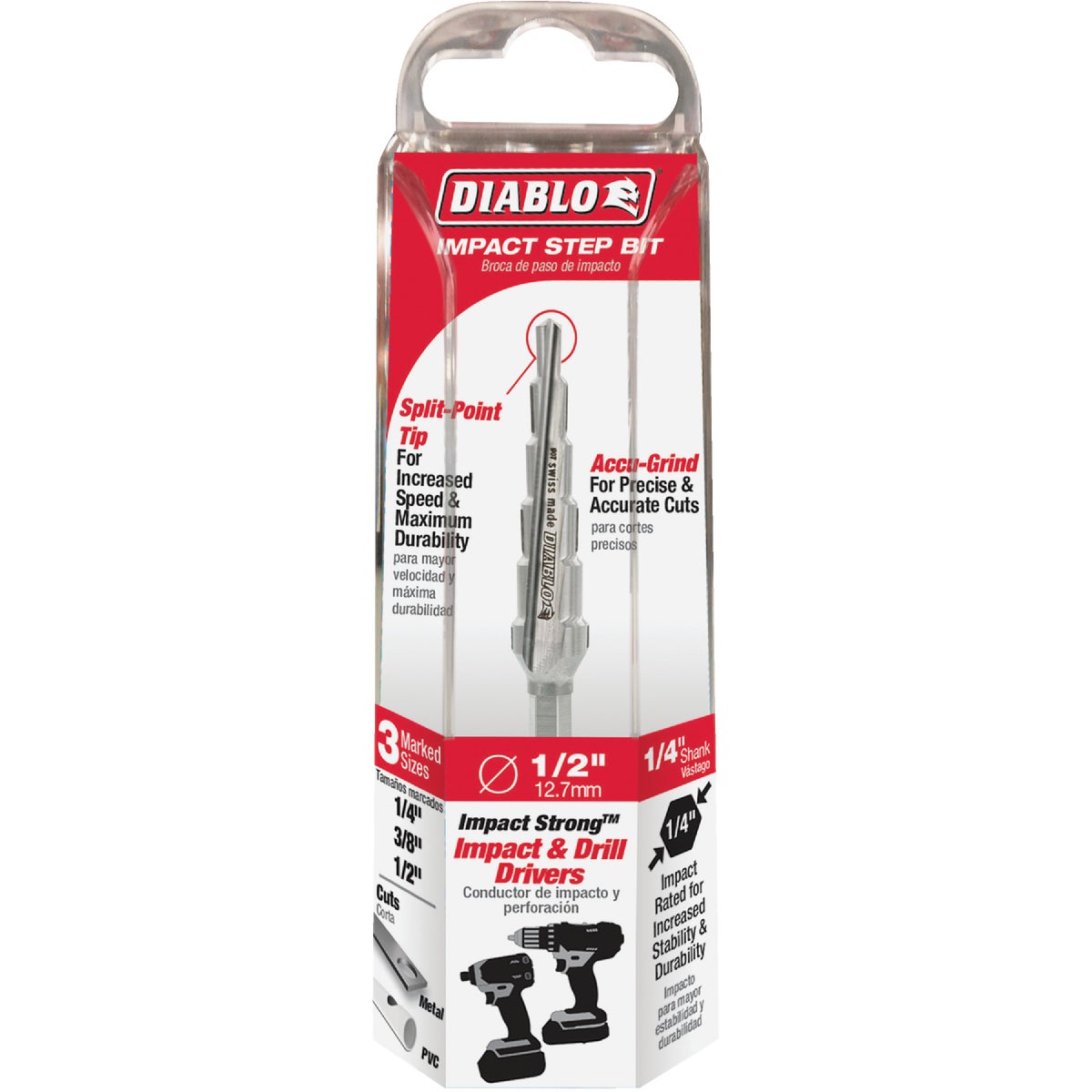 Diablo 1/4 In. - 1/2 In. Impact Step Drill Bit, 6 Steps