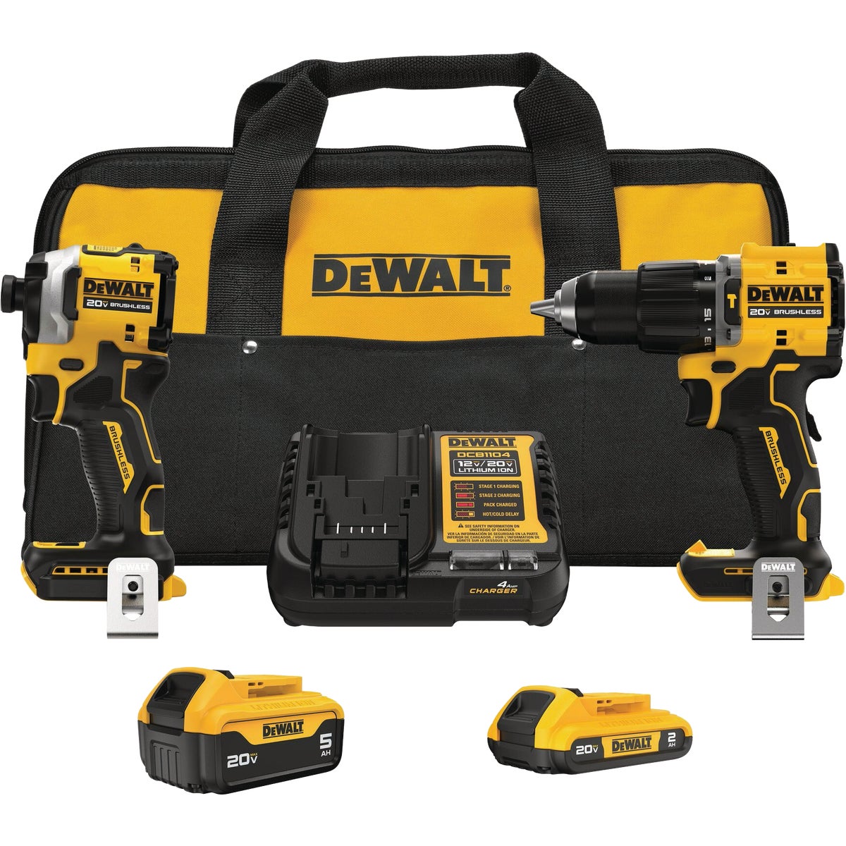 Dewalt 20V MAX* 2-Tool Brushless Cordless Hammer Drill & Impact Driver Combo Kit with (2) Batteries & Charger