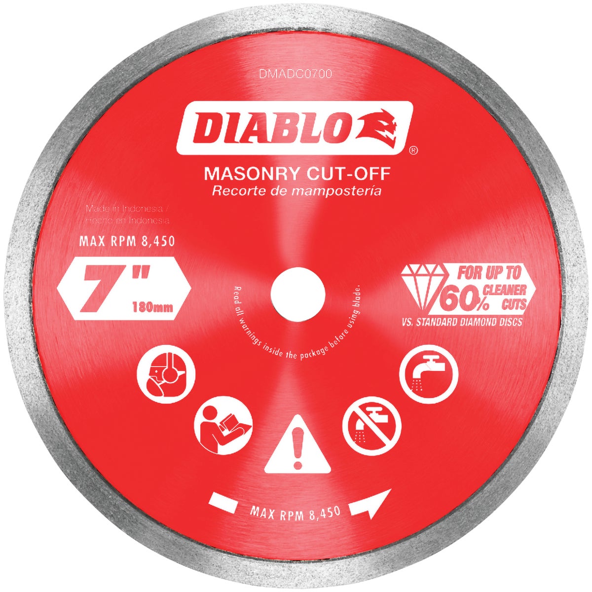 Diablo 7 In. Diamond Continuous Rim Dry/Wet Cut Diamond Blade