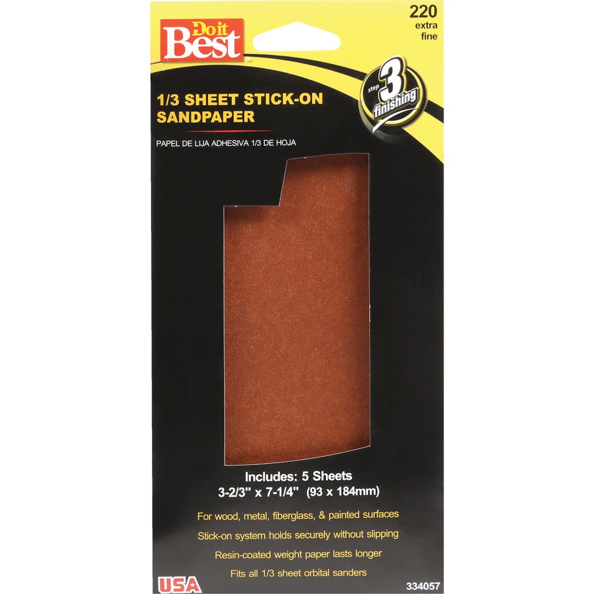 Do it Best 220 Grit 1/3 Stick-On Sheet Power Sanding Sheet (5-Pack)