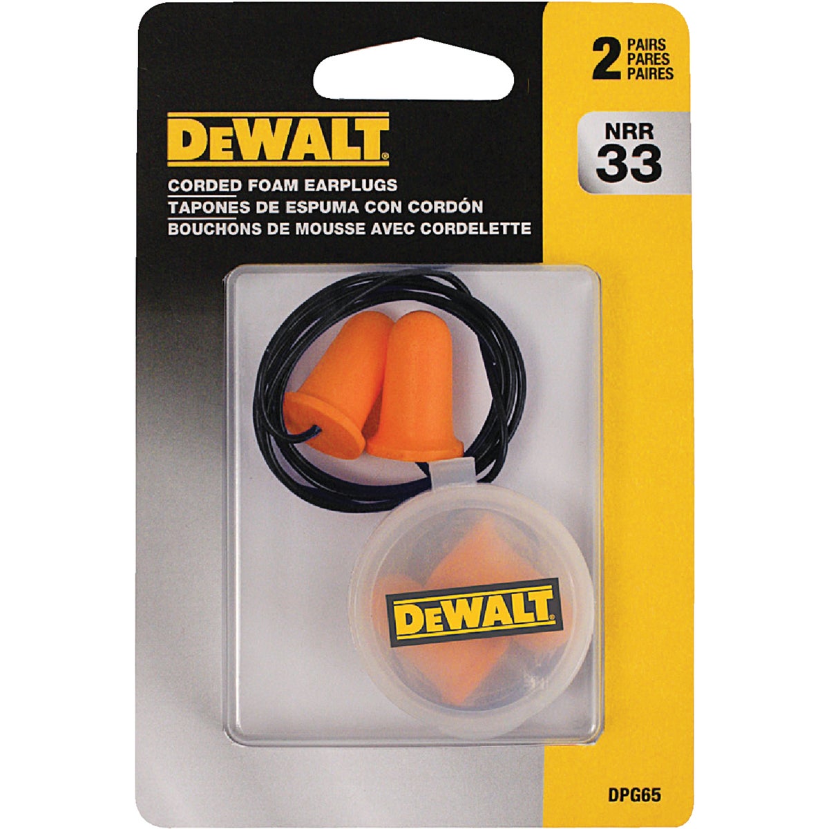 DEWALT Corded Foam NRR 29dB Ear Plugs (2-Pair)